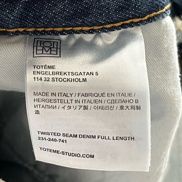 Toteme Twisted Seam Straight Wide Leg Jeans 29 Worn Wash Blue - Picture 8 of 12